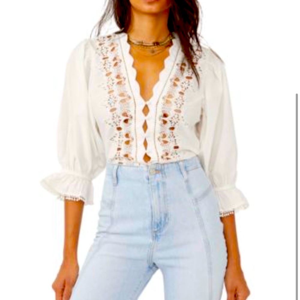 Free People Louella Embroidered
Cotton Top